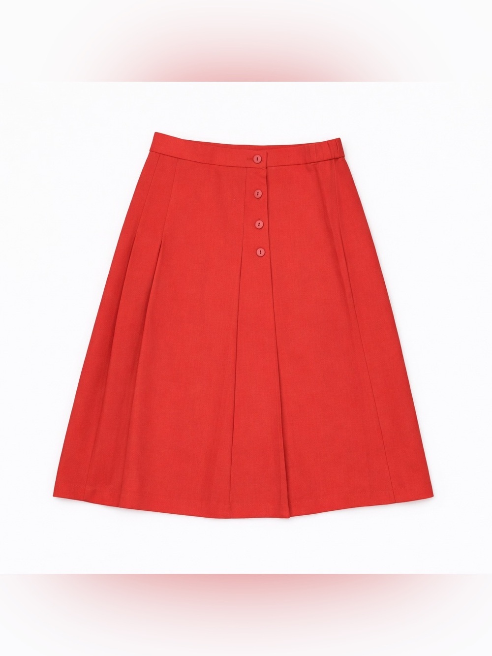 Vintage Koret Career Red Midi A-Line Skirt Pleated Button Front Size 14